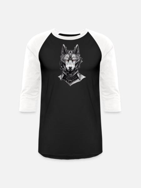 Android Wolf T-shirt - Unisex Baseball T-Shirt - black/white