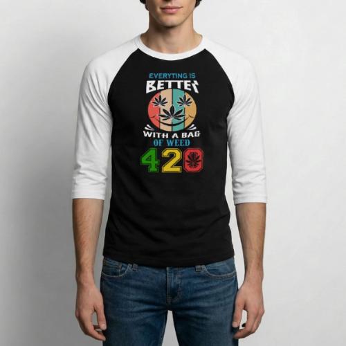 Comic 420 Better Herb Weed Marijuana Design - Unisex Baseball T-Shirt