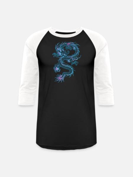 chinese dragon - Unisex Baseball T-Shirt - black/white