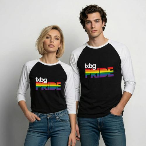 FXBG PRIDE Logo - WHITE - Unisex Baseball T-Shirt