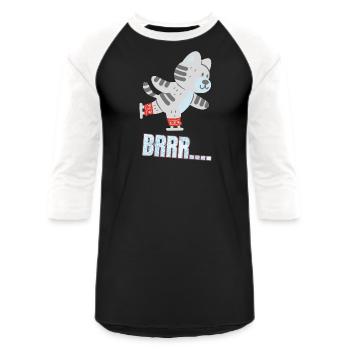 ice cat skating - Unisex Baseball T-Shirt - black/white - Front - AI Model Female 172 light (172cm) & AI Model Male 178 light (178cm)