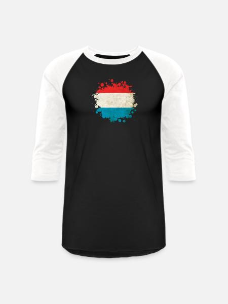 Luxembourg flags blob - Unisex Baseball T-Shirt - black/white