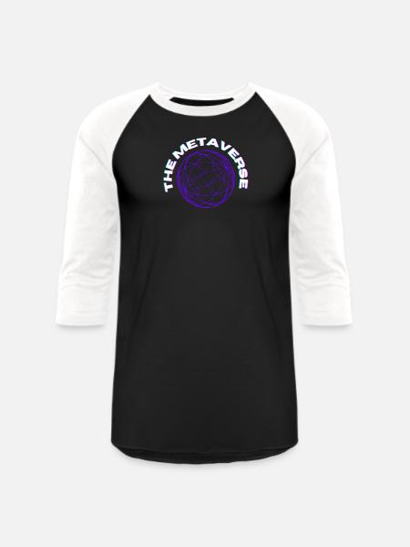 Metaverse Globe Neon Print - Unisex Baseball T-Shirt - black/white