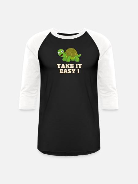 Take It Easy Turtle - Unisex Baseball T-Shirt - black/white
