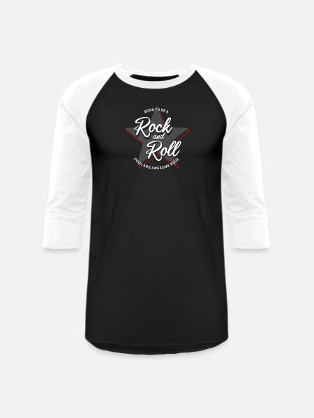Born to Rock and Roll Star Design - Unisex Baseball T-Shirt - black/white