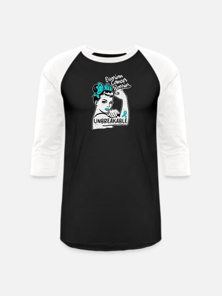Unbreakable Ovarian Cancer Warrior - Unisex Baseball T-Shirt - black/white