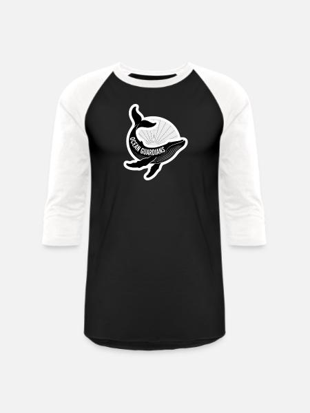 Ocean Guardians Whale Emblem - Unisex Baseball T-Shirt - black/white