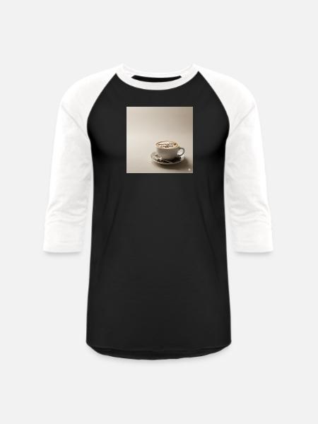 Morning Coffee Latte Art - Unisex Baseball T-Shirt - black/white