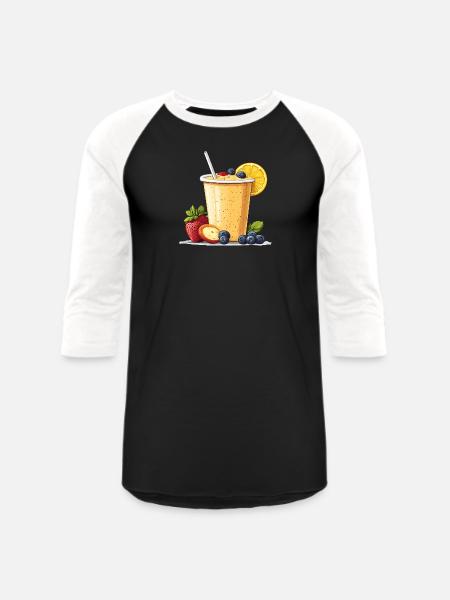 Citrus Berry Smoothie Cup - Unisex Baseball T-Shirt - black/white