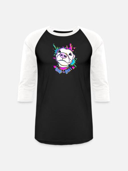 Boop-a-Bull Neon Splash - Unisex Baseball T-Shirt - black/white