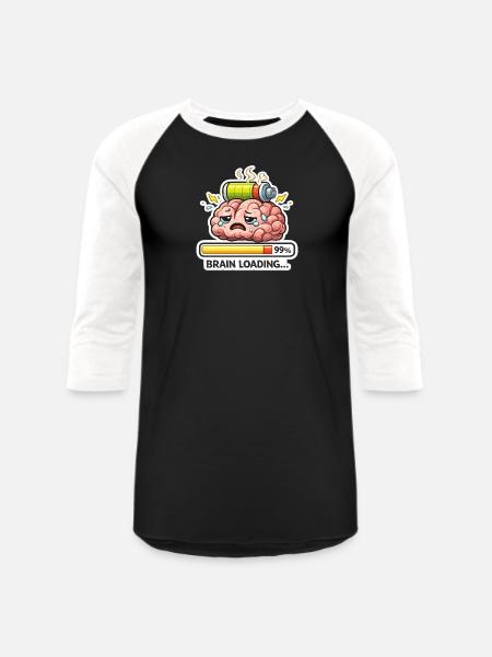 Brain Battery Loading - Unisex Baseball T-Shirt - black/white