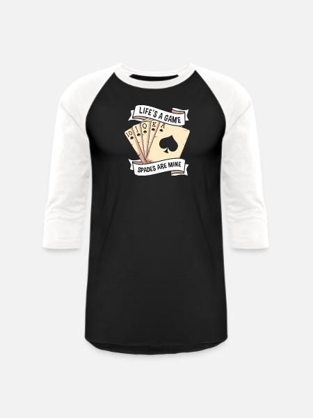Spades Casino Card Game - Unisex Baseball T-Shirt - black/white