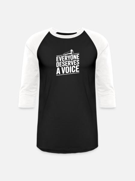 Everyone Deserves a Voice - Unisex Baseball T-Shirt - black/white