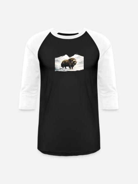 Silent Musk Ox - Unisex Baseball T-Shirt - black/white