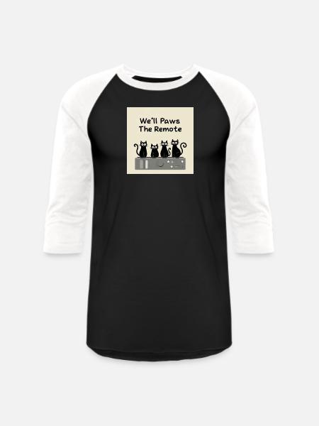Paws The Remote TV - Unisex Baseball T-Shirt - black/white