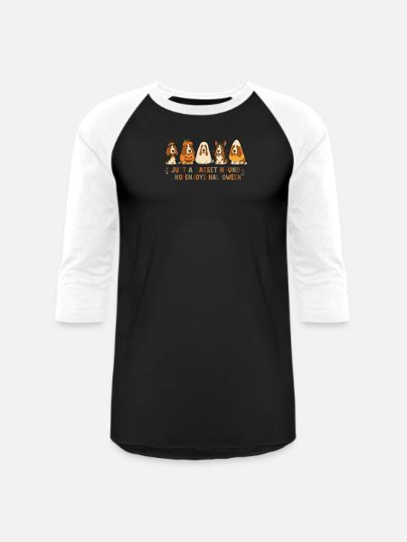 Halloween Basset Hound Crew - Unisex Baseball T-Shirt - black/white