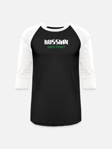 Russian Hacktivist Pixel Design - Unisex Baseball T-Shirt - black/white