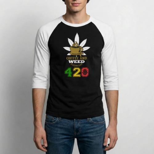 2024 420 Coffee & Smoke Weed Marijuana Design - Unisex Baseball T-Shirt