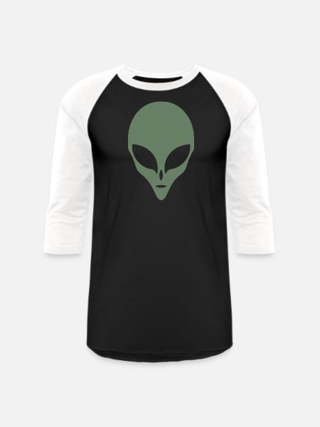 Alien Silhouette Head Face - Unisex Baseball T-Shirt - black/white