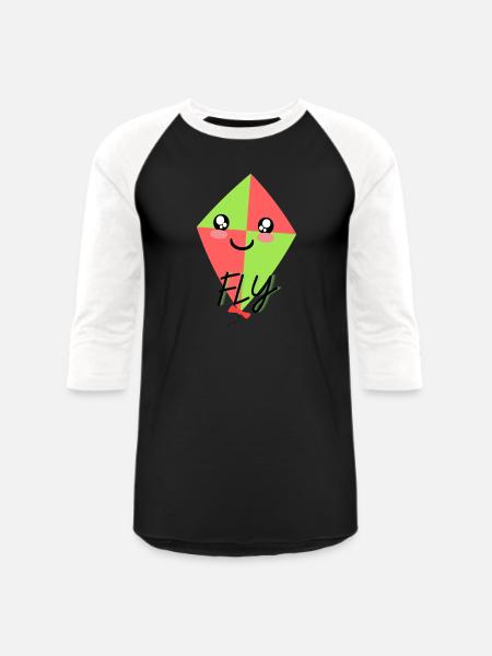 Fly Kite - Unisex Baseball T-Shirt - black/white