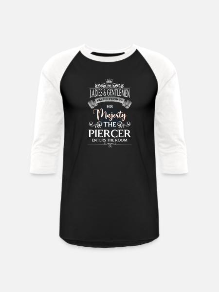 Piercing Body Jewelry Ring - Unisex Baseball T-Shirt - black/white