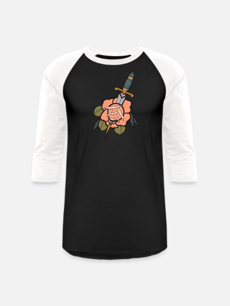 Rose Dagger - Unisex Baseball T-Shirt - black/white