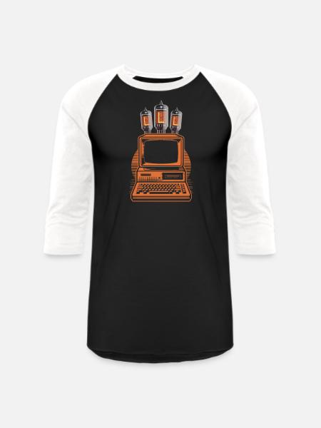Retro Vacuum-Tube Computer - Unisex Baseball T-Shirt - black/white