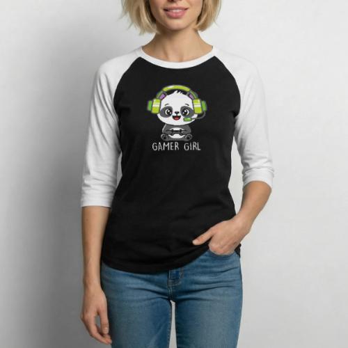 Cute Panda Gamer Girl - Unisex Baseball T-Shirt