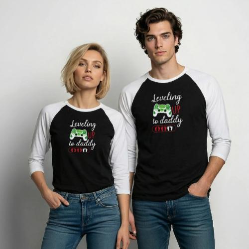 Leveling Up to Daddy Gamer - Unisex Baseball T-Shirt