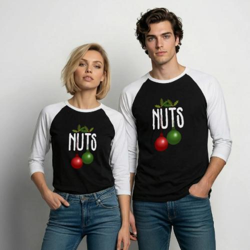 Chest Nuts Matching Chestnuts Funny Christmas - Unisex Baseball T-Shirt