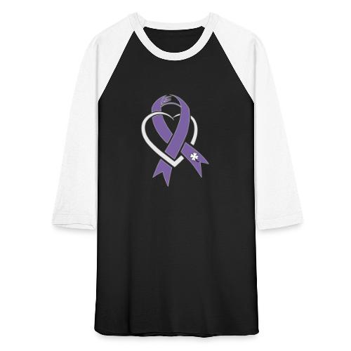 TB Cancer Awareness Ribbon with Heart - Unisex Baseball T-Shirt