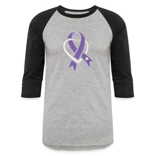 TB Cancer Awareness Ribbon with Heart - Unisex Baseball T-Shirt