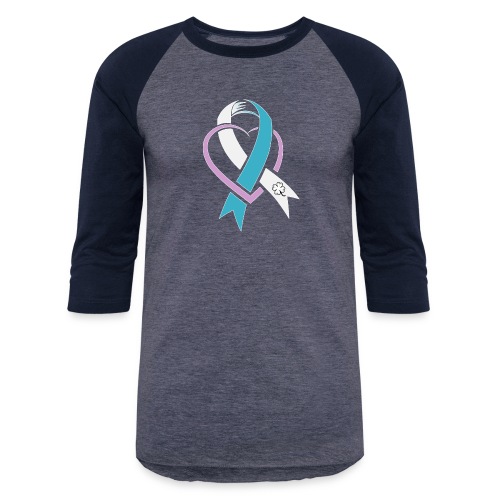 TB Cervical Cancer Awareness Ribbon with Heart - Unisex Baseball T-Shirt
