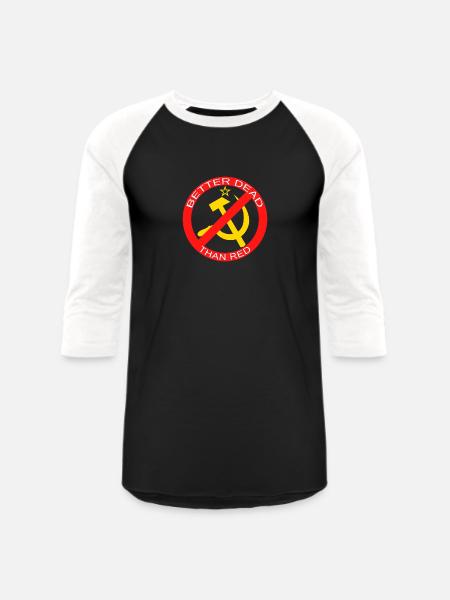Better Dead Than Red Hammer and Sickle - Unisex Baseball T-Shirt - black/white