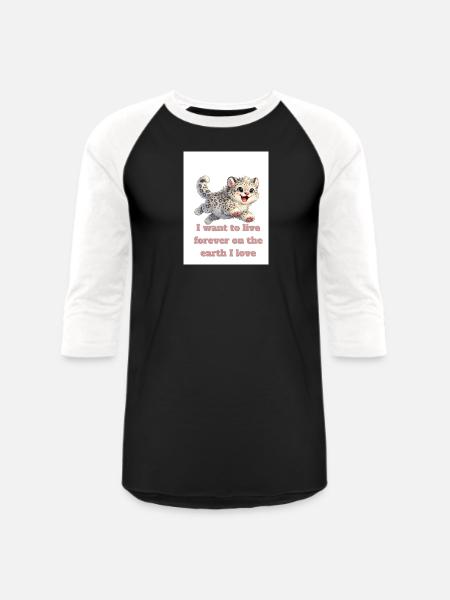 Happy Snow Leopard Design - Unisex Baseball T-Shirt - black/white