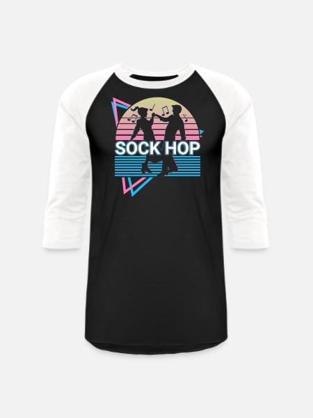 Sock Hop Retro - Unisex Baseball T-Shirt - black/white