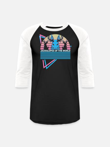Jackalope Retro Cryptid - Unisex Baseball T-Shirt - black/white