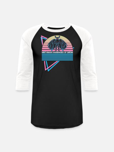 Mothman Cryptid Retro - Unisex Baseball T-Shirt - black/white