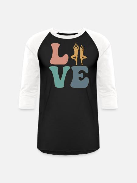 LOVE Yoga Yogi - Unisex Baseball T-Shirt - black/white