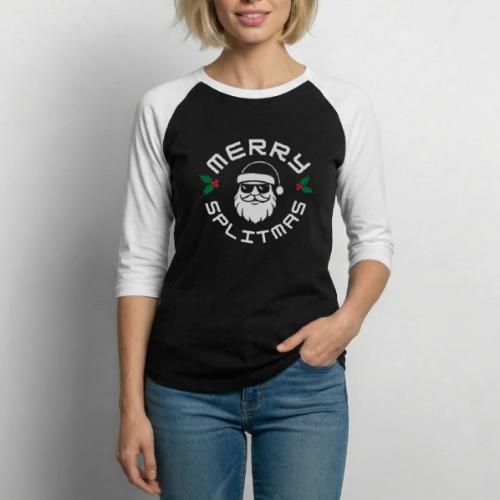 Ho! Ho! Ho! Split Decision Smiling Santa - Unisex Baseball T-Shirt