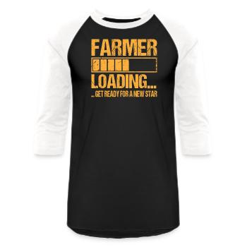 Farmer Loading Farmer Gift - Unisex Baseball T-Shirt - black/white - Front - AI Model Female 172 light (172cm) & AI Model Male 178 light (178cm)