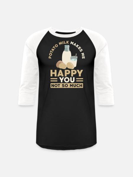 Potato Milk Saying - Unisex Baseball T-Shirt - black/white