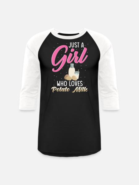 Potato Milk Saying - Unisex Baseball T-Shirt - black/white