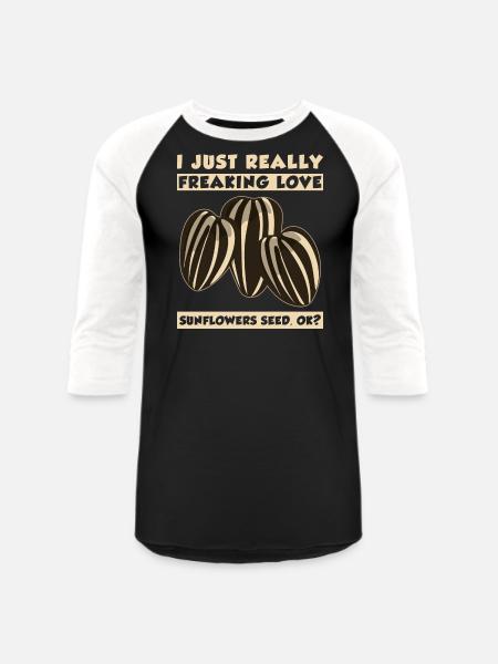Sunflower Seeds - Unisex Baseball T-Shirt - black/white