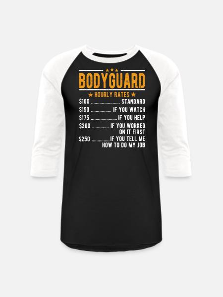 Bodyguard Hourly Rates - Unisex Baseball T-Shirt - black/white