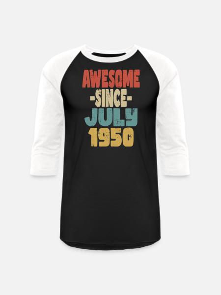 Awesome July 1950 - Unisex Baseball T-Shirt - black/white