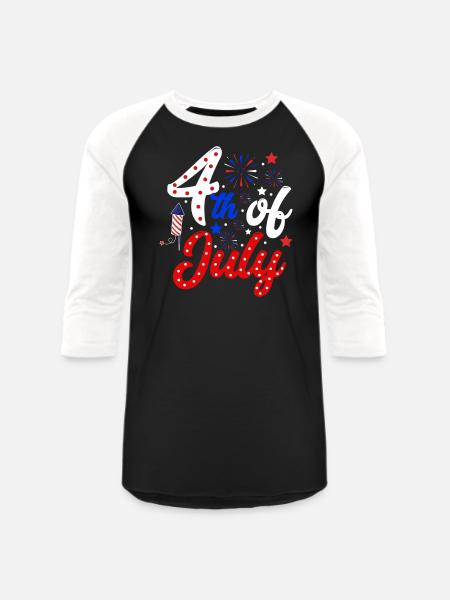 4th of july - Unisex Baseball T-Shirt - black/white