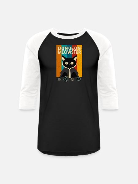 Dungeon Meowster - Unisex Baseball T-Shirt - black/white