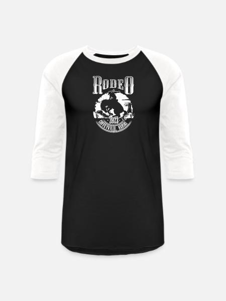 Rodeo Rider Silhouette Badge - Unisex Baseball T-Shirt - black/white