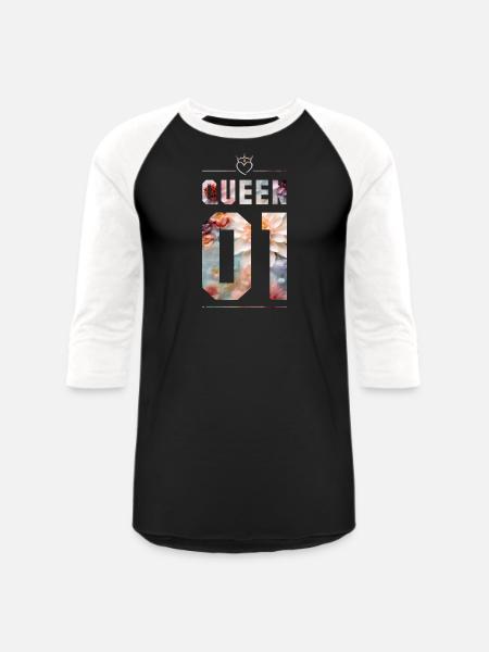 KING AND QUEEN - Unisex Baseball T-Shirt - black/white